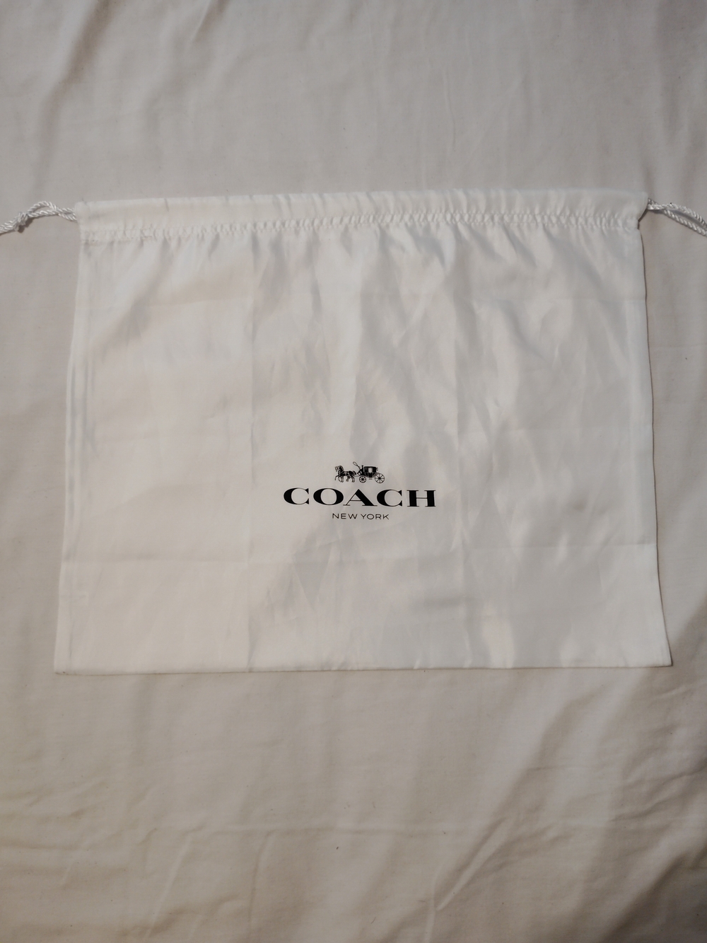 Coach White Drawstring Dust Bag with Logo